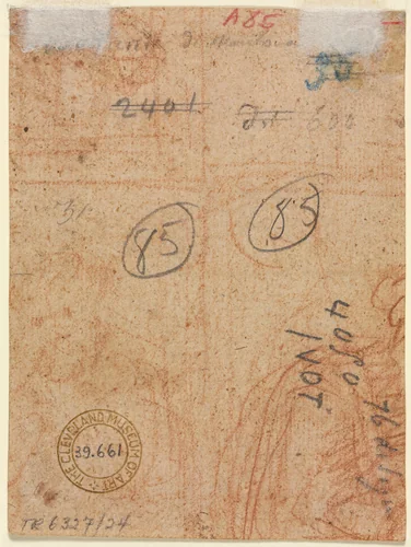 Fragment of Two Figures (verso) by Unknown, drawing, 1500-1599