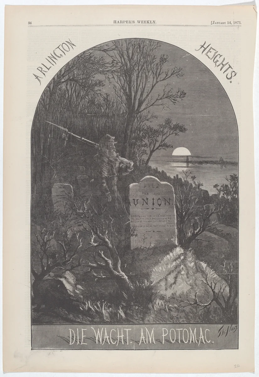 Arlington Heights. Die Wacht. Am Potomac. by Thomas Nast, print, 1871