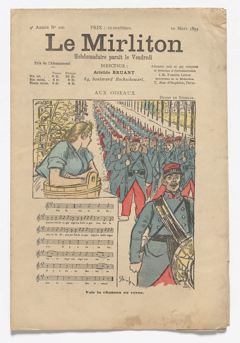 Le Mirliton, no. 100 by Théophile-Alexandre Steinlen, periodical, 1893