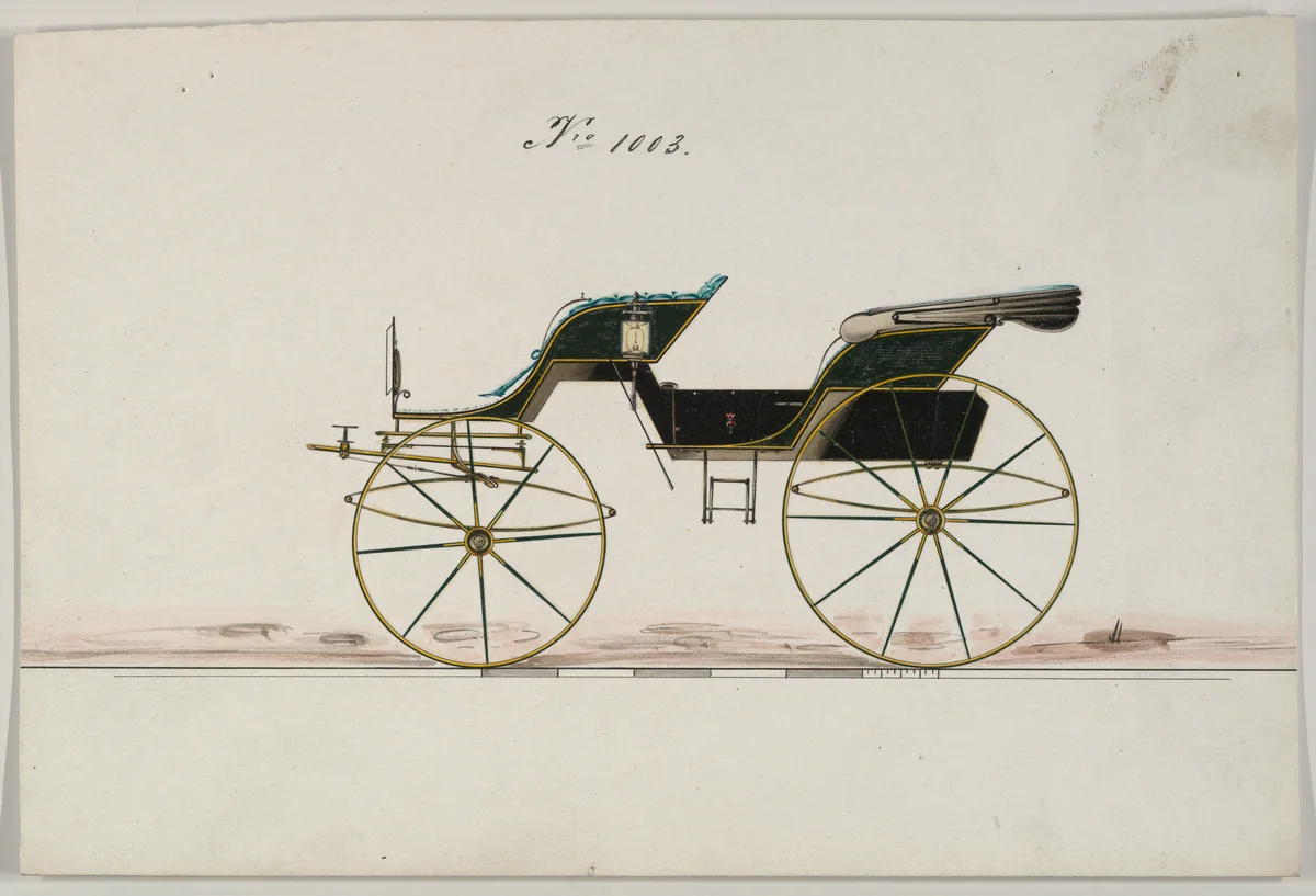 Carriage Design Drawing for Phaeton No. 1003 by Brewster & Co., drawing, 1850-1874