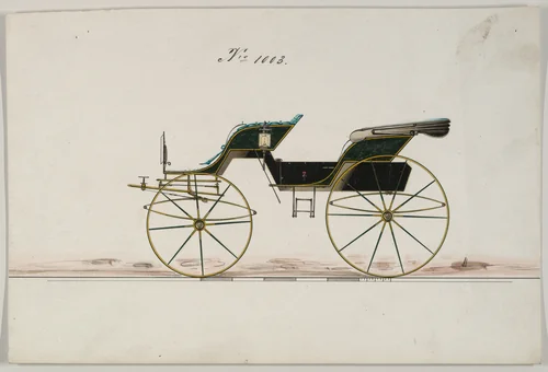 Carriage Design Drawing for Phaeton No. 1003 by Brewster & Co., drawing, 1850-1874
