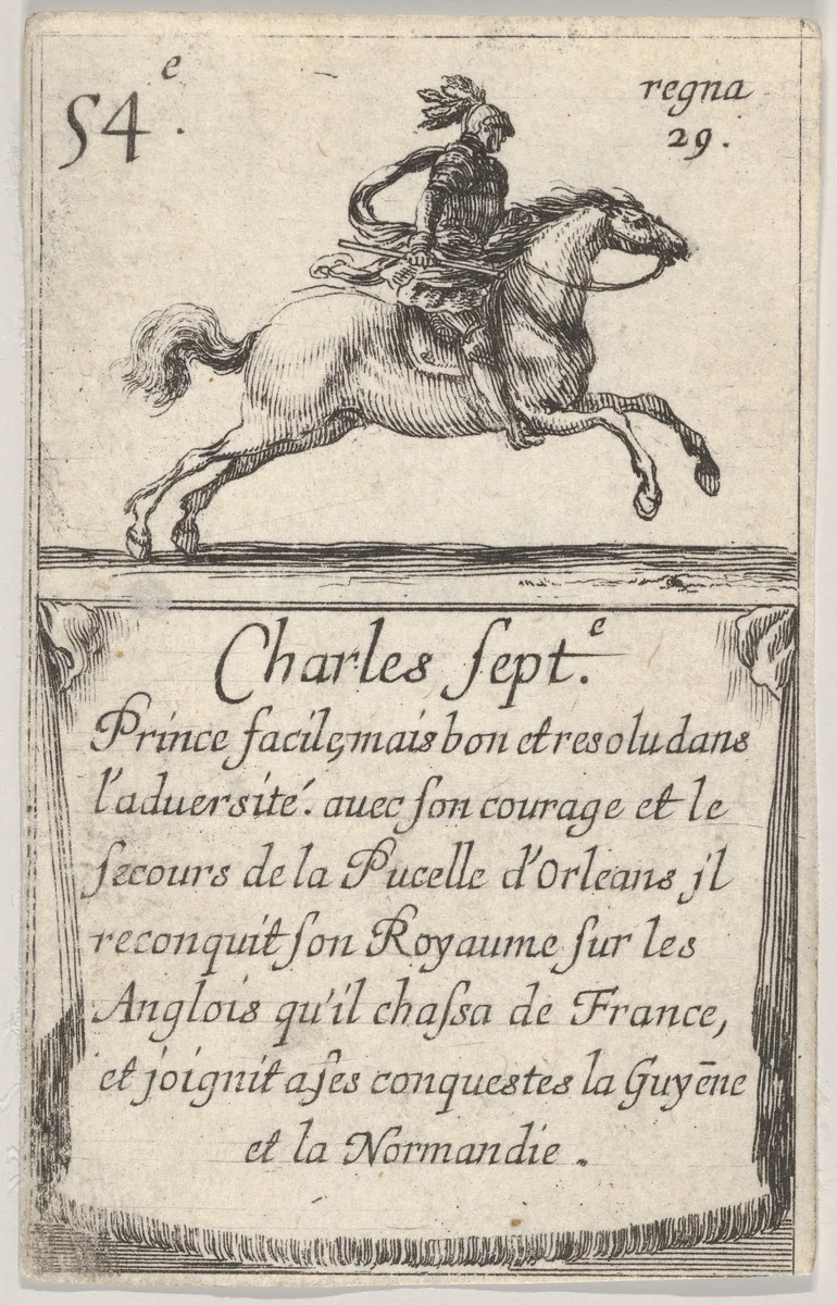 Charles Sept.-e / Prince facile..., from "Game of the Kings of France" (Jeu des Rois de France) by Stefano della Bella, print, 1644
