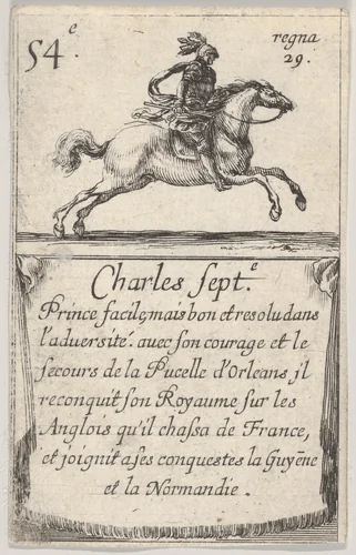Charles Sept.-e / Prince facile..., from "Game of the Kings of France" (Jeu des Rois de France) by Stefano della Bella, print, 1644