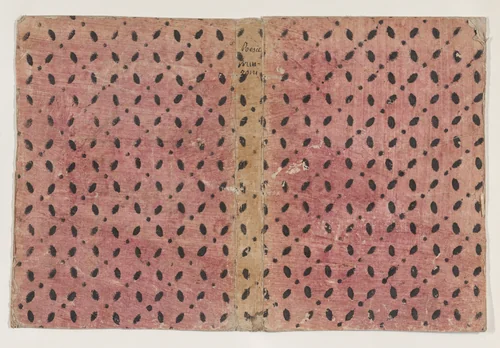 Book cover with overall pattern of ovals and circles by anonymous, print, 1800-1900