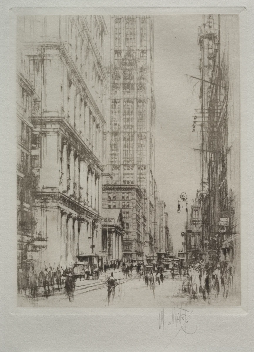 Lower Broadway by William Walcot, print, 1923