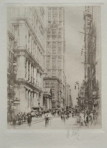 Lower Broadway by William Walcot, print, 1923