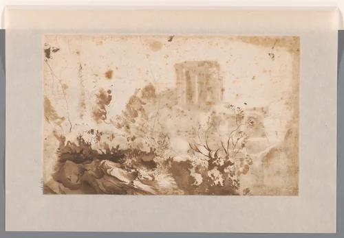 Begroeide rotswand by Cornelis van Poelenburch, drawing, 1620-1623