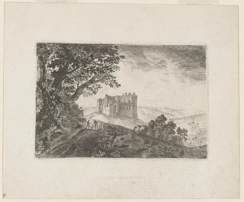 Crichton Castle from the Northeast by John Clerk, print, 1773