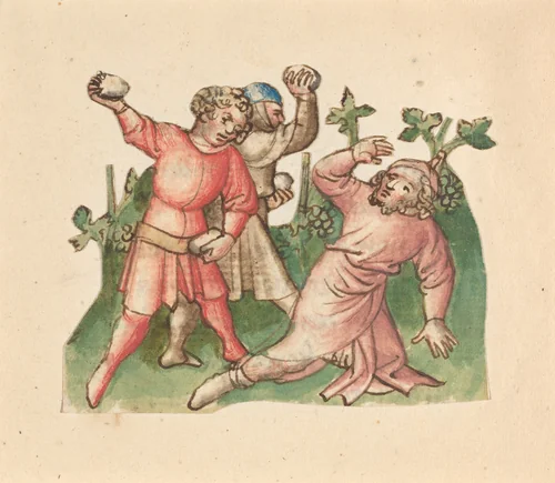 The Stoning of Naboth by Austrian 15th Century, drawing, 1420-1430