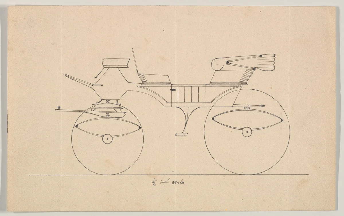 Design for Vis-à-vis (unnumbered) by Brewster & Co., drawing, 1850-1870