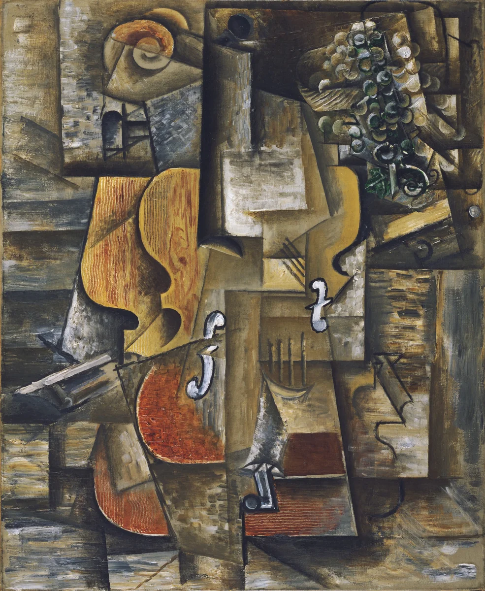 Violin and Grapes by Pablo Picasso, painting, 1912