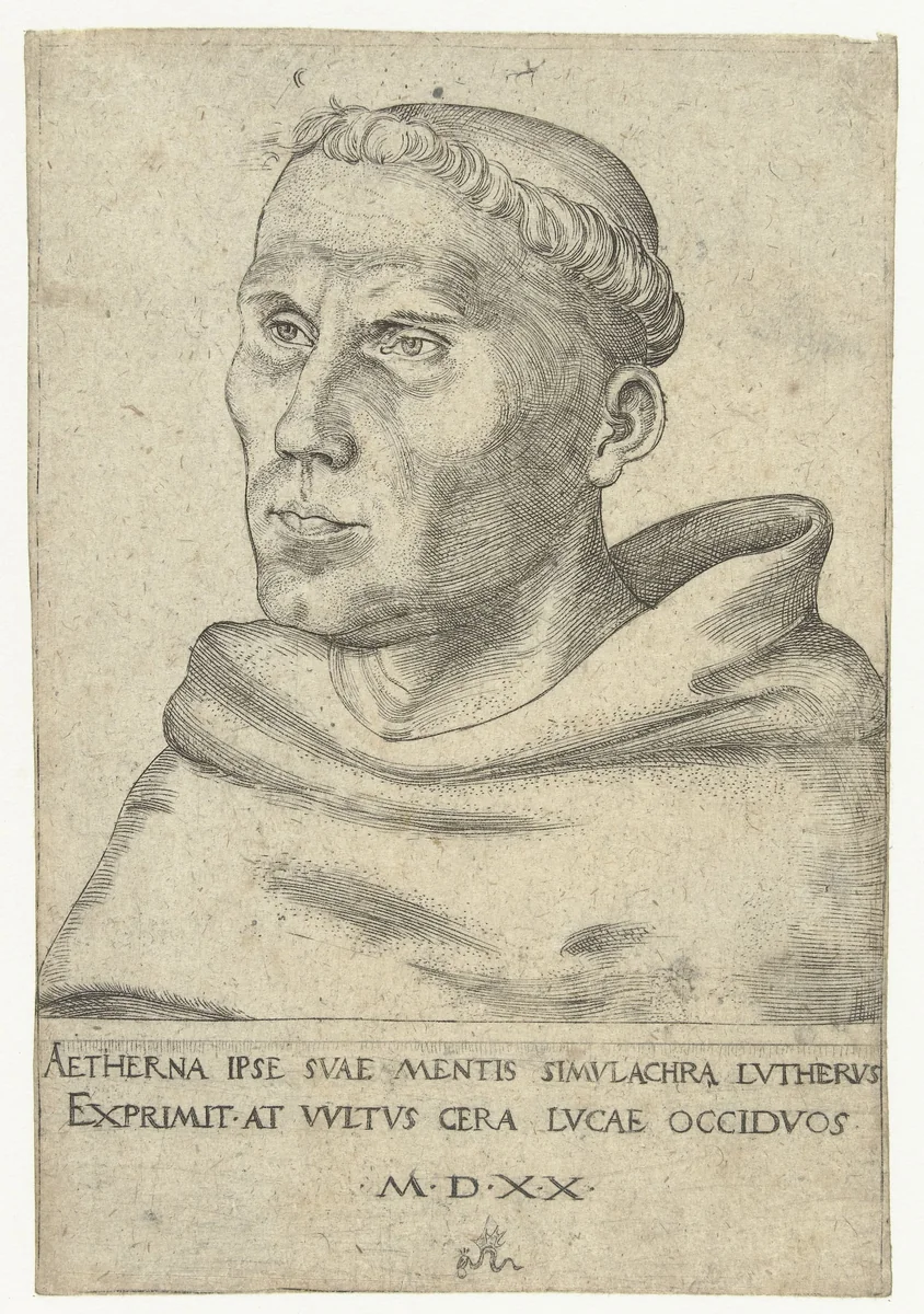 Portret van Martin Luther als Augustijner monnik by Unknown, print, 1520