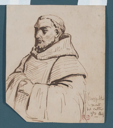 Portrait of a Trappist Monk by Eugène Delacroix, drawing, 1840-1850