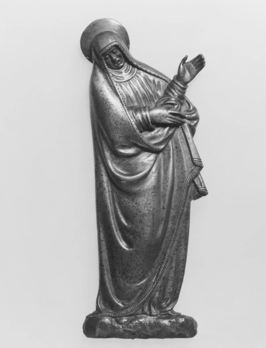 Mourning Virgin from a Crucifixion Group by Benedetto da Maiano, metalwork, 1400-1499