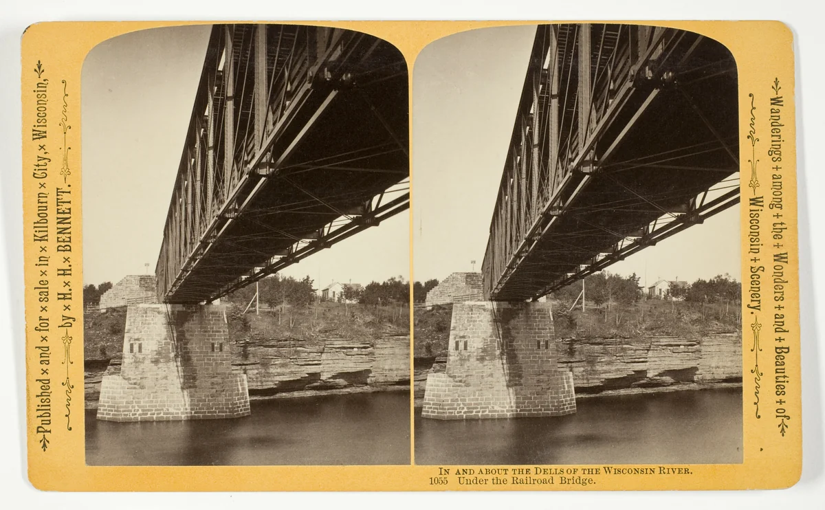 Under the Railroad Bridge, No. 1055 from the series "In and About the Dells of the Wisconsin River" by Henry Hamilton Bennett, photograph, 1870-1908