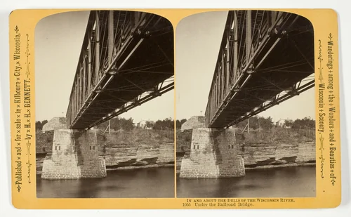 Under the Railroad Bridge, No. 1055 from the series "In and About the Dells of the Wisconsin River" by Henry Hamilton Bennett, photograph, 1870-1908