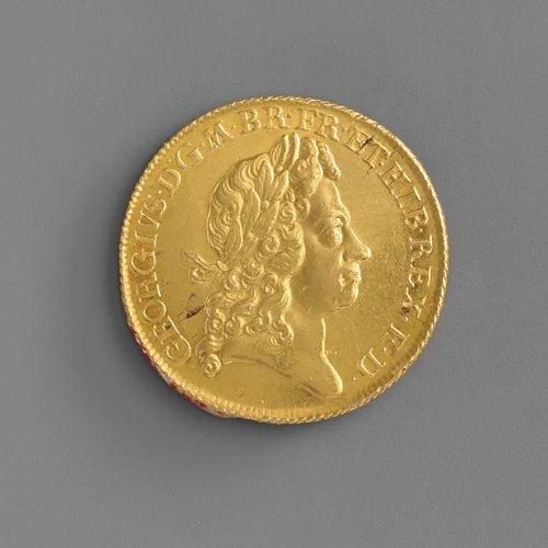 Two guineas coin of George I by John Croker, metalwork, 1717