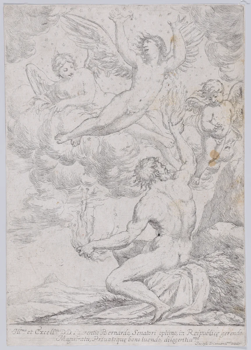 The Fall of Icarus by Giuseppe Diamantini, print, 1650-1700