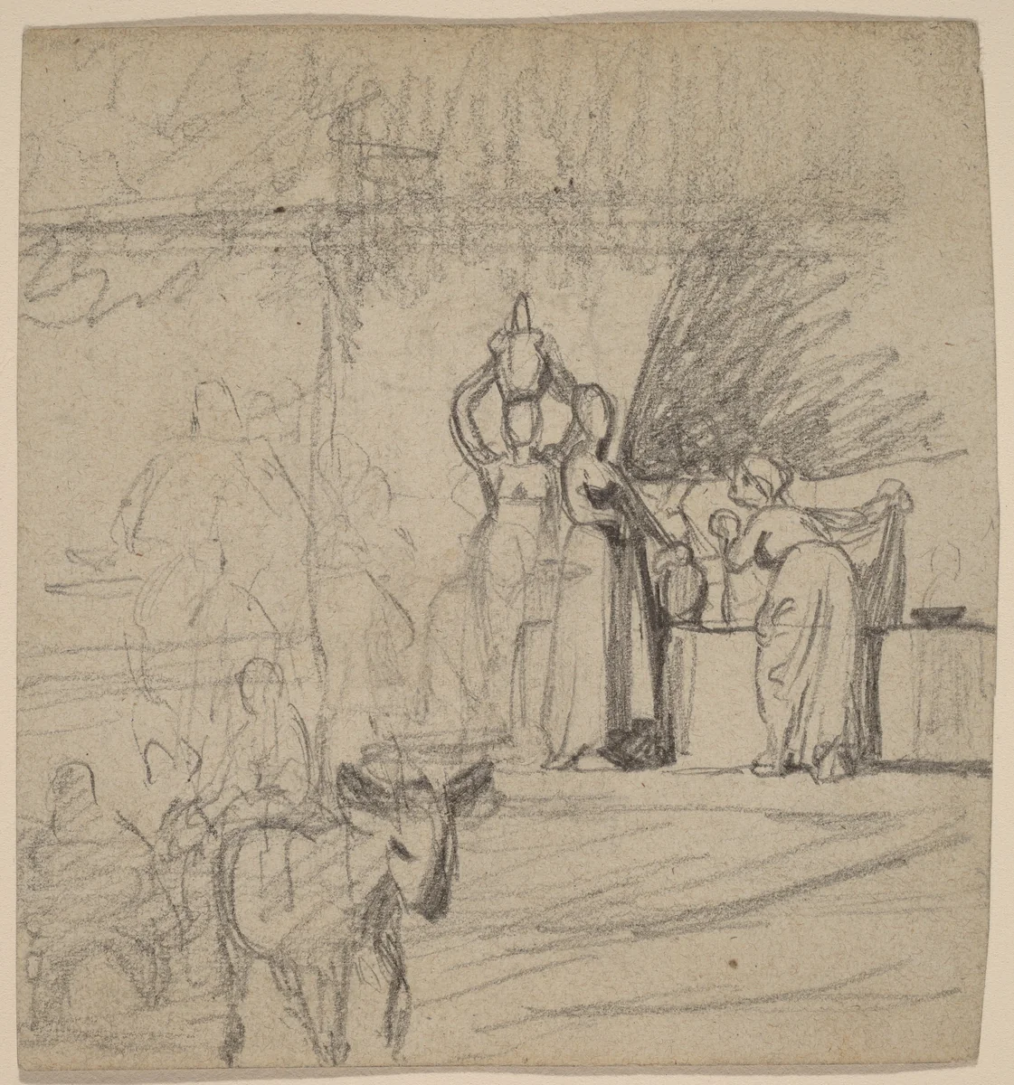 Son and Donkey by Elihu Vedder, drawing, 1859