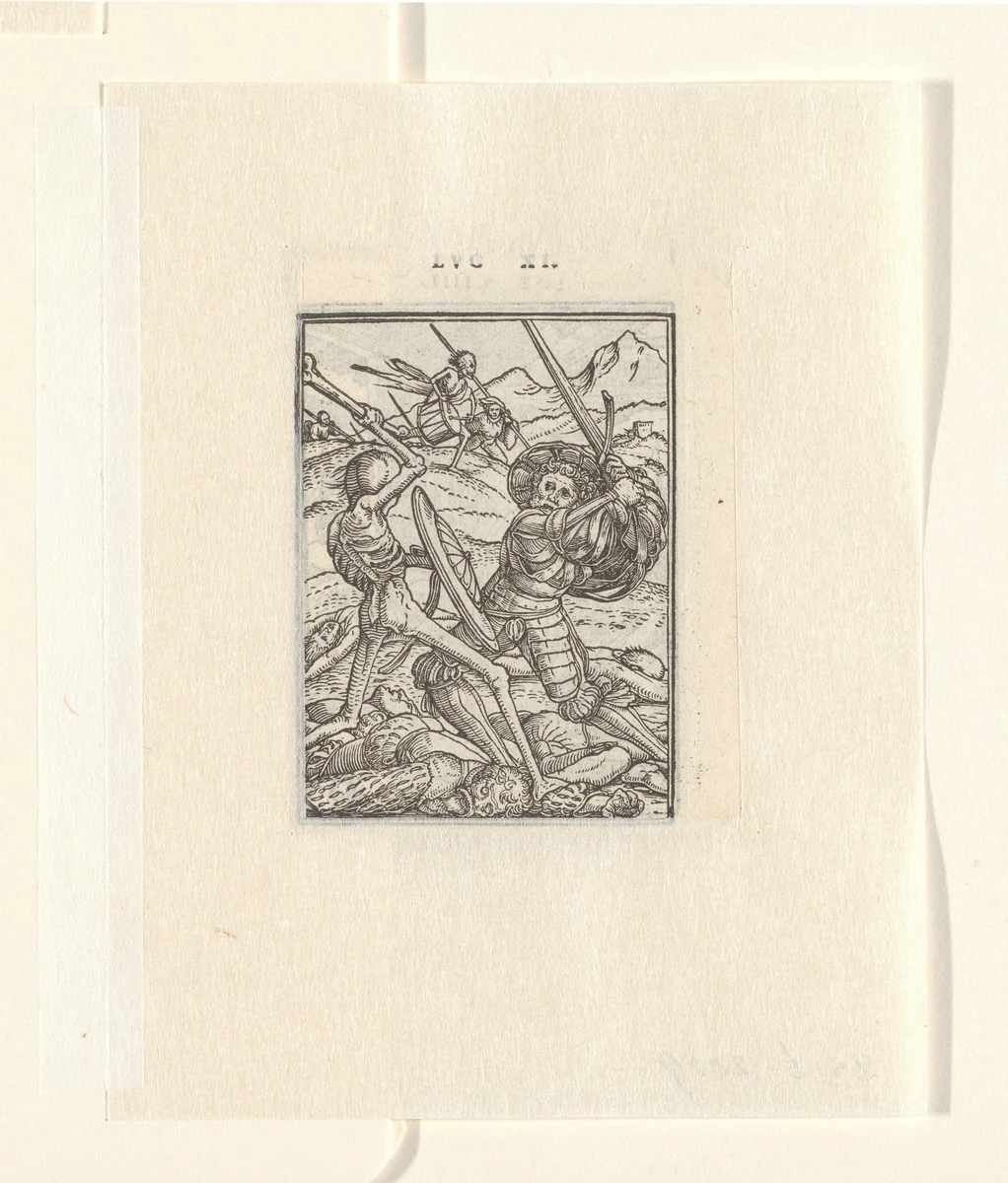 Soldaat en de Dood by Hans Holbein, print, 1547
