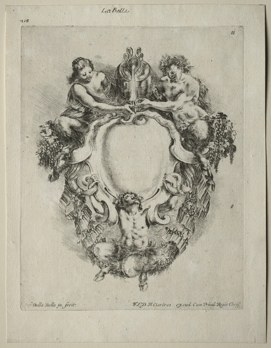 Collection of Various Caprices and New Designs of Cartouches and Ornaments: No 11 by Stefano della Bella, print, 1646