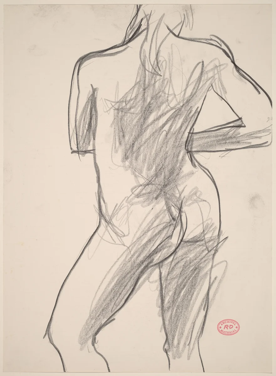 Untitled [rear view of nude in contrapposto] by Richard Diebenkorn, drawing, 1955-1967