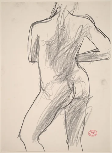 Untitled [rear view of nude in contrapposto] by Richard Diebenkorn, drawing, 1955-1967