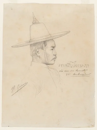 Study for "The Reception of the Siamese Ambassadors at Fontainebleau" by Jean-Léon Gérôme, drawing, 1861-1864