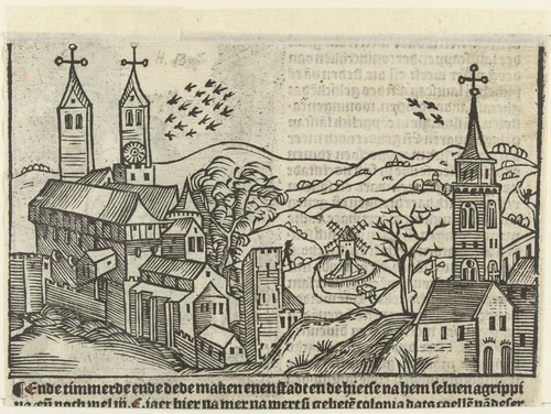 Gezicht op de stad Keulen by anonymous, print, 1517-1530