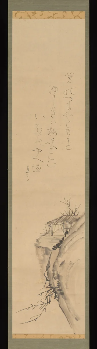 Poem-painting “When the nightingale returns...” by Ōtagaki Rengetsu (太田垣蓮月), painting, 1868