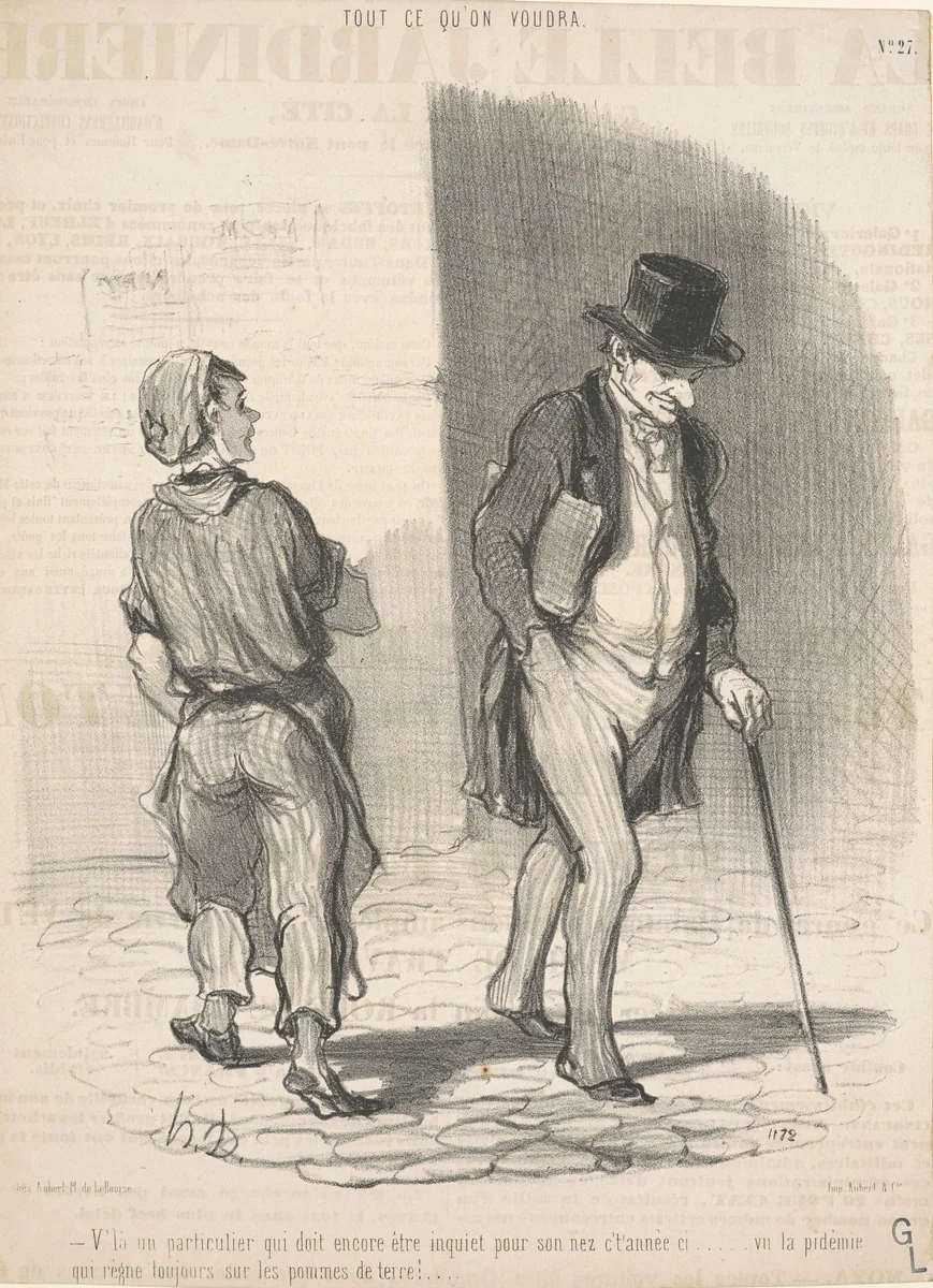 V'la un particulier qui doit ...être inquiet ... by Honoré Daumier, print, 1847