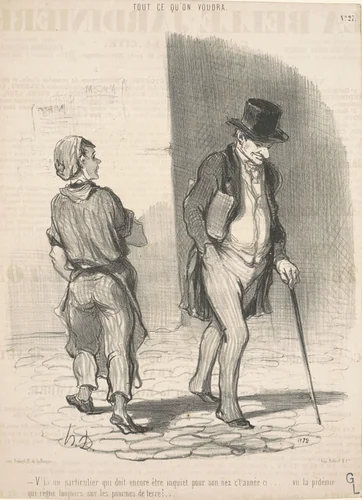 V'la un particulier qui doit ...être inquiet ... by Honoré Daumier, print, 1847