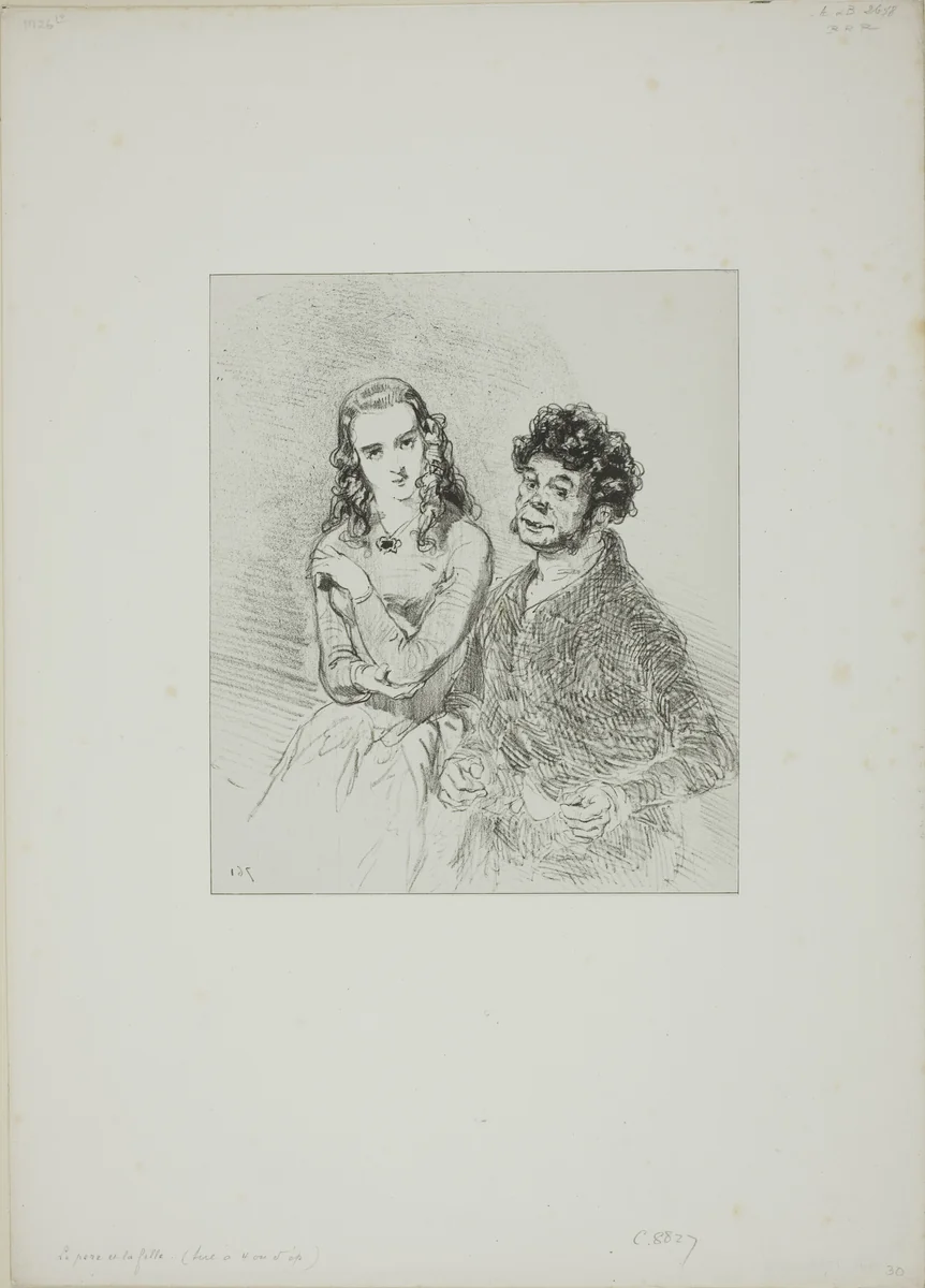 Untitled (Father and Daughter) by Paul Gavarni, print, 1824-1866