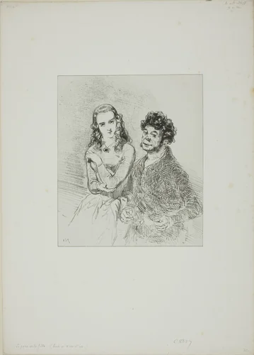 Untitled (Father and Daughter) by Paul Gavarni, print, 1824-1866