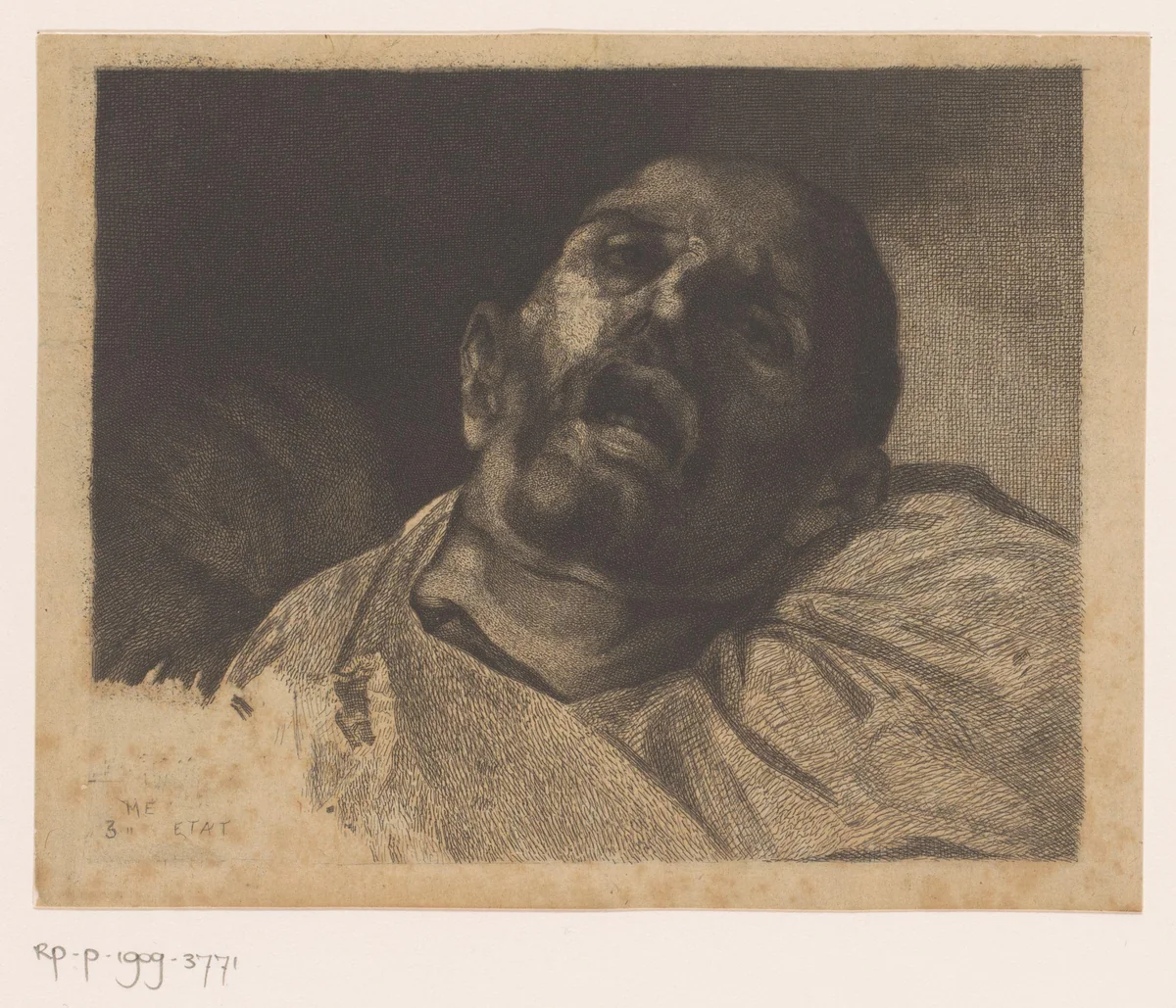 Hoofd van een onthoofde man by Auguste Danse, print, 1839-1909