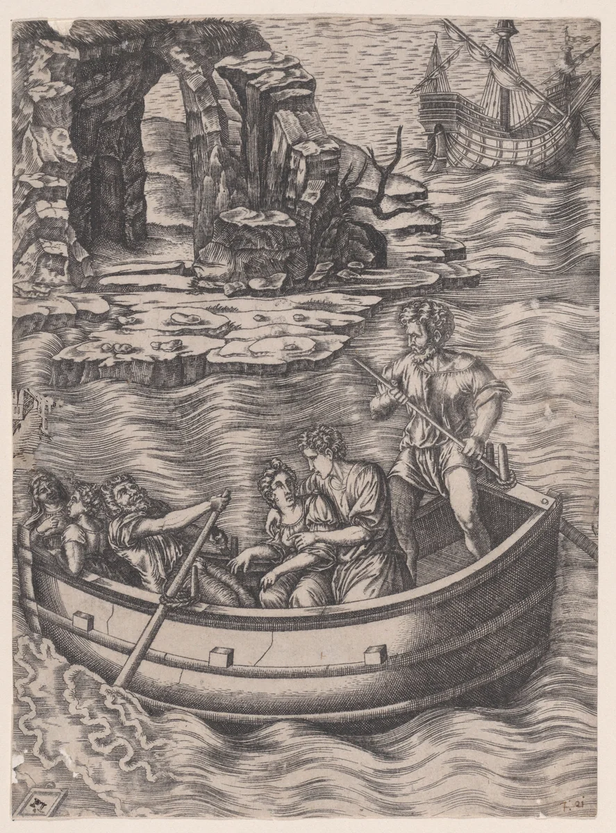 The Bark by Agostino Veneziano, print, 1514-1536