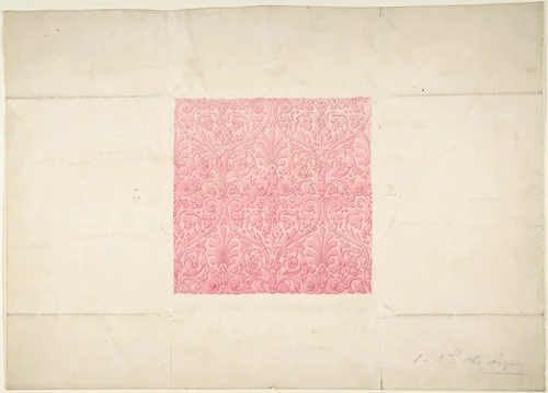 Design for Ornament, possibly Flocked Wallpaper by anonymous, drawing, 1800-1899