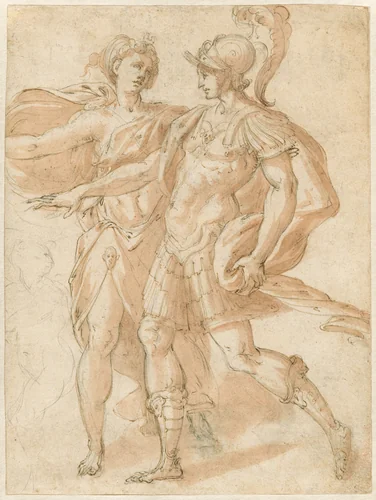 Mars and Diana [recto] by Jacopo Zanguidi, drawing, 1544-1574