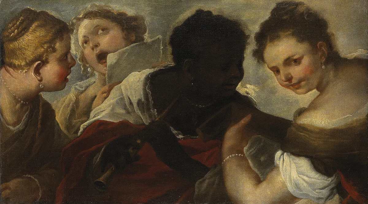 Four Women Making Music by Luca Giordano, painting, 1658