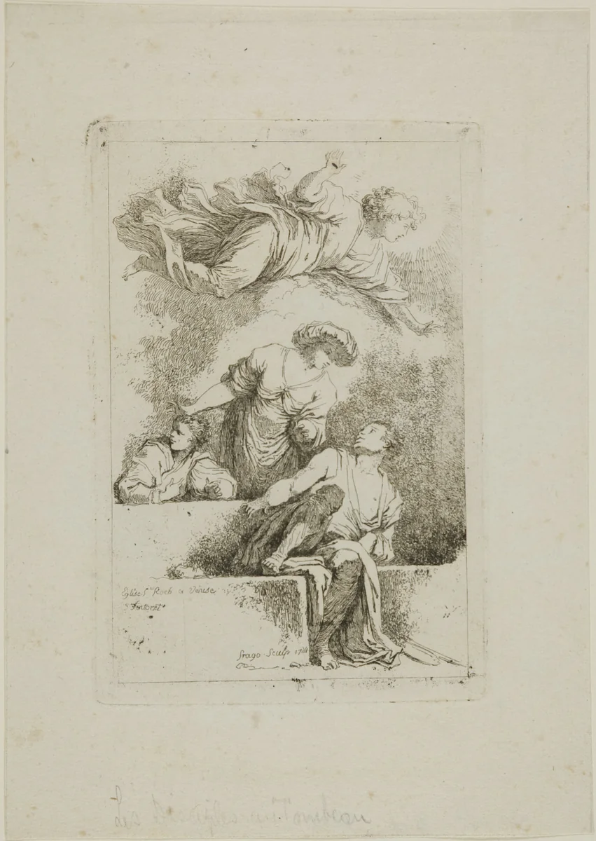 The Disciples at the Tomb by Jean Honoré Fragonard, print, 1764