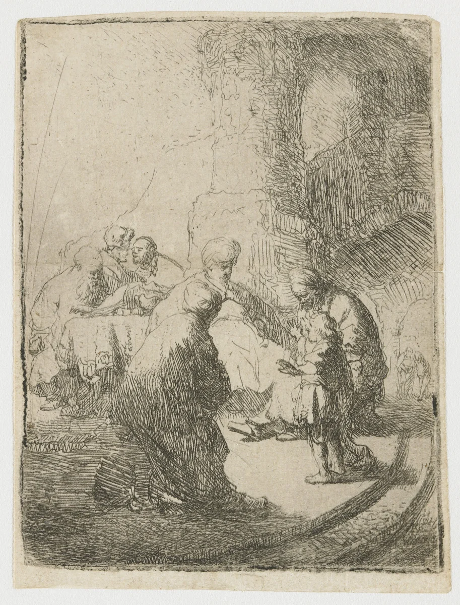 Christ Disputing with the Doctors by Rembrandt van Rijn, print, 1630