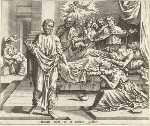 De dood van de rijke man by Unknown, print, 1560