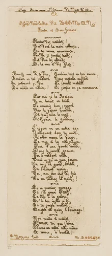 Dedicatory Verses by Meryon to Reinier Nooms, Called Zeeman by Charles Meryon, print, 1854