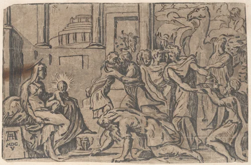The Adoration of the Magi by Niccolò Vicentino, print, 1540-1550