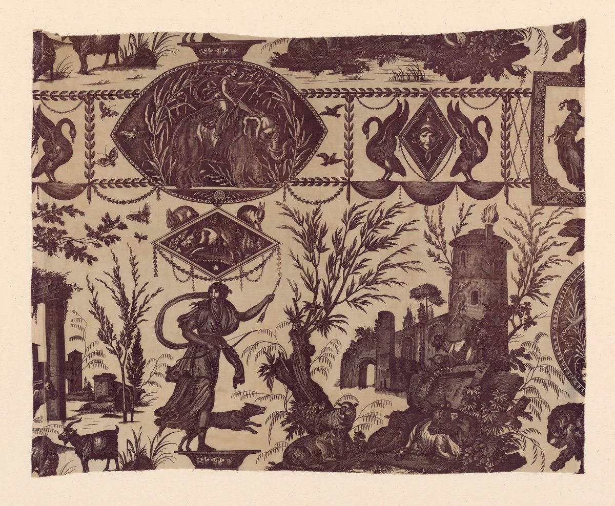 Diane Chasseresse (Diana the Huntress) (Furnishing Fabric) by Jean Baptiste Huet, textile, 1797-1810