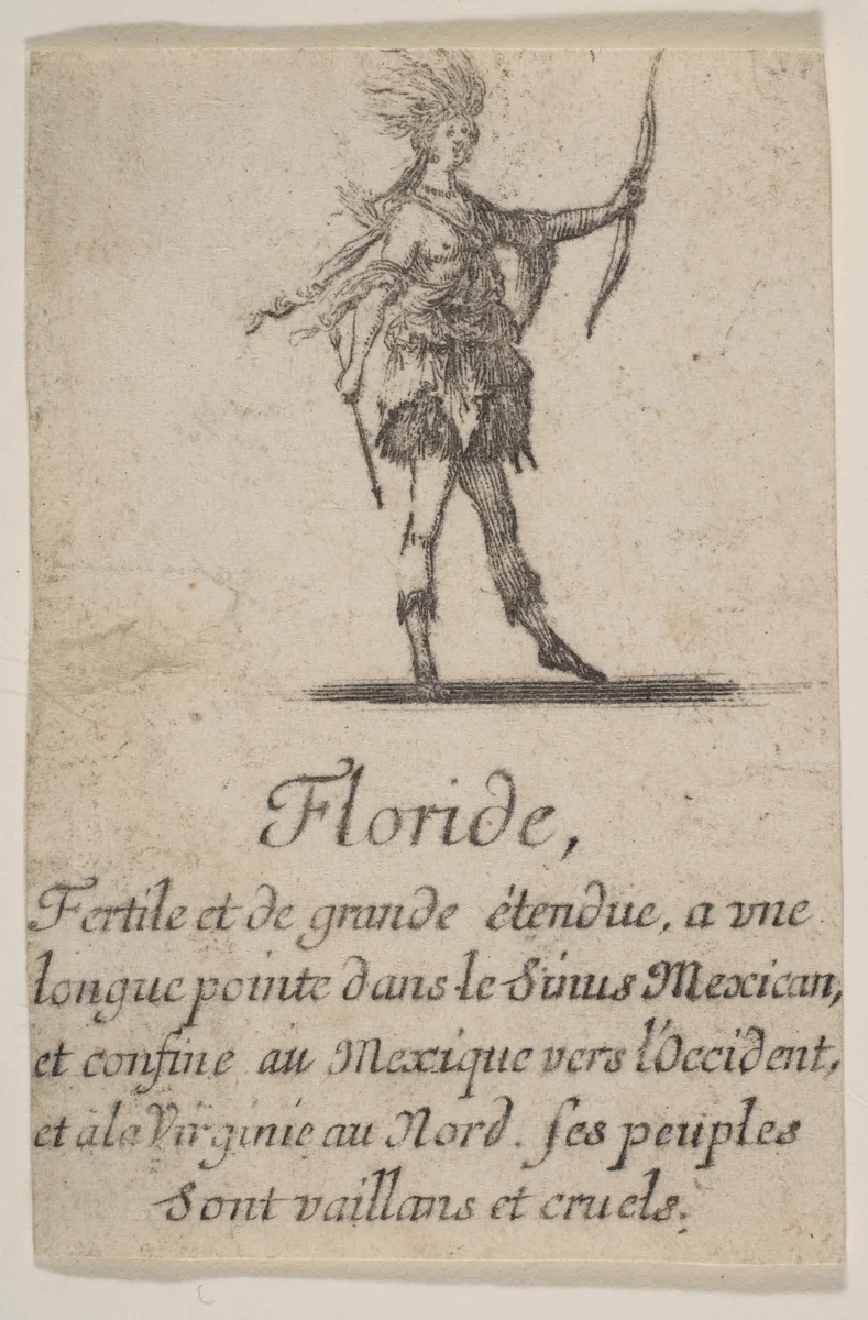 Floride, from the playing cards "Jeu de la Géographie" by Stefano della Bella, print, 1644