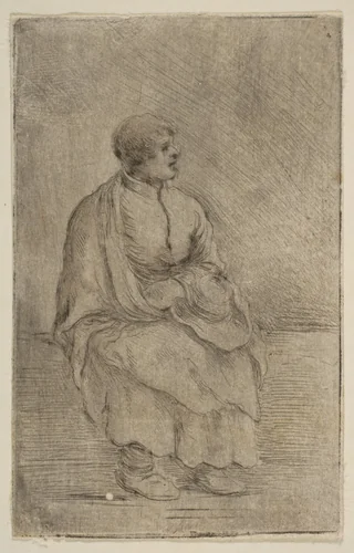Seated Ecclesiastic by Stefano della Bella, print, 1657-1667