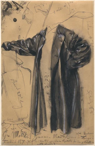 The Waterproof Coat of General Moltke by Adolph Menzel, drawing, 1870-1871