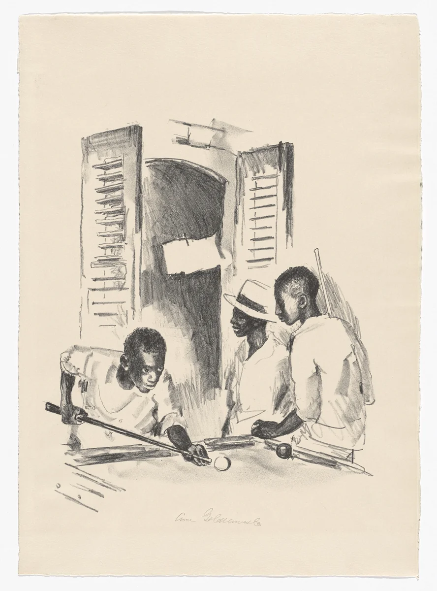 Pool Room by Anne Goldthwaite, print, 1935