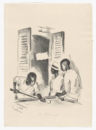 Pool Room by Anne Goldthwaite, print, 1935